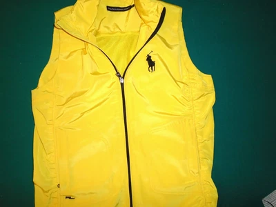 RALPH ALUREN NYLON POLO 高尔夫黄色尺寸小风背心大号马球小马标志 — 第 1/4 张图片