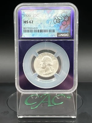 1936 Washington Quarter 25c NGC MS67 - Image 1 of 2