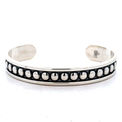 Designer James Avery 925 Sterling Silver 10.5 mm Beaded 6" Open Cuff Bracelet - Image 1 of 4