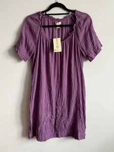 Monsoon Sofra Purple Embroidered Cotton Smock Dress size 12 UK Brand New - Picture 1 of 13