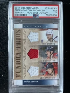 2014-15 UD Artifacts Tundra Trios Jersey Ovechkin Carlson Green #T3-WAS PSA 7 - Bild 1 von 2