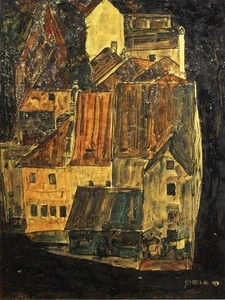 Egon Schiele City on the Blue River 1910 17"x 22" Archival Art Print - Picture 1 of 1