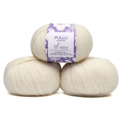 Набор из 3 мотков (150 г) камвольной пряжи из шерсти мериноса альпаки Pullu — детский - Изображение 1 из 4