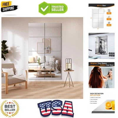 Elegantes azulejos de espejo sin marco 14x12 - 8 piezas vidrio resistente a las roturas para decoración Foto 1 de 4