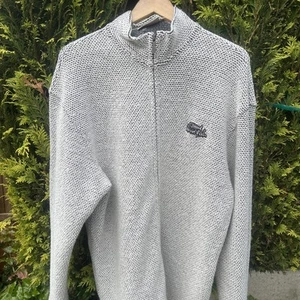 Weird Fish Grey Waffle Knit Macaroni Fleece Jumper Full Zip Funnel Neck size L - Picture 1 of 8