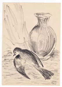 Quadro disegno GIULIO BOETTO Uccello 1948 - 17x25 cm 2 disegni double face - Imagen 1 de 2