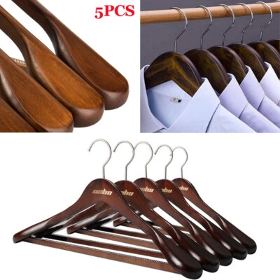 UNHO Heavy duty Wooden Wood Clothes Hangers Walnut Coat Suit Dress Pants Shirt Hanger