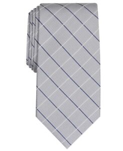 New Mens Club Room Steel Kelley Grid Silk Blend Classic Neck Tie Necktie