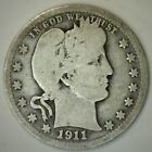1911 D Silver Barber Quarter Twenty Five Cent US Type Coin Good 25c Denver Mint