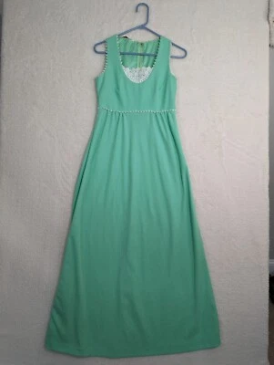Vestido Vintage JC PENNEY Moda Verde Menta MAXI Divertido Detalle Primavera Iglesia  Foto 1 de 4