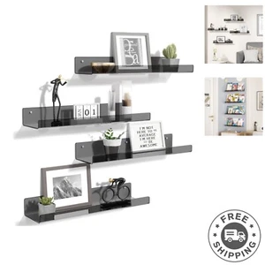 Versatile 4-Pack Acrylic Shelves - Clear Floating Wall Organizers for Any Room - Picture 1 of 4