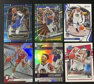 Lotto 6 carte NBA MOSES MOODY Golden State Warriors Rookie RC, selezionate, parallele - Foto 1 di 3