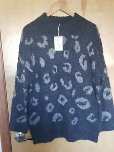 Neu Universal Threads Leopardenmuster grau & hellbraun angedeuteter Rollkragenpullover für Damen L - Bild 1 von 8