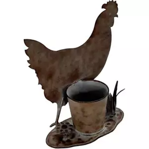 Metal Chook Cute Decorative Pot Plant Ornament For In or Outdoors - Bild 1 von 4
