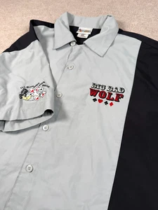 Disney Parks Disneyland Big Bad Wolf Poker Mens LG Shirt Lounge Camp Embroidered - Picture 1 of 11