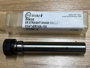 04835 Techniks Spannzangenfutter mit geradem Schaft 3/4" Schaft ER16 mit Sechskantmutter 100 mm lang - Bild 1 von 3