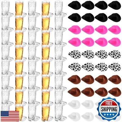 Sumind 80 piezas suministros de decoración de fiestas occidentales mini sombreros de vaquero de plástico con Foto 1 de 4