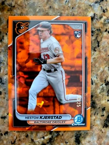2024 Bowman Chrome Sapphire Orange #44 Heston Kjerstad Orioles RC Rookie 20/25 - Picture 1 of 2