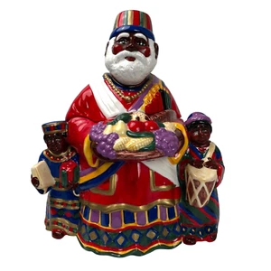 Kwanzaa Santa Weihnachten Keksdose traditionelle afrikanische Kleidung festlich Obst Tablett - Bild 1 von 12