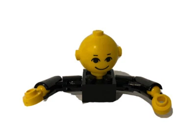 Vintage 1970s LEGO Homemaker minifigure with big yellow head and black torso  - Image 1 of 4