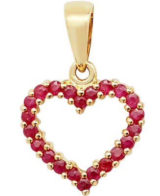 9ct gold ruby heart pendant  0.6ct ruby 9 carat yellow gold necklace brand new - Image 1 of 4