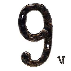 House Address Number 5.5 Inch Solid Cast Iron Metal Door Gate Number Number 9 - Picture 1 of 7