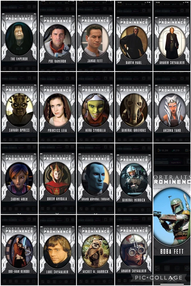 Topps Star Wars Digital Card Trader 19 Card Marble Portraits Of Prominence 2 Set - Image 1 of 1