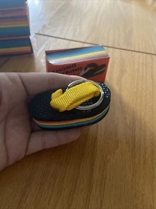 Rainbow Thick Chunky Flip Flop Shoe Keychain Pride FADED BLUE Strap NEW Vintage - Picture 1 of 6