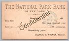1889 Bank Of Athens Ohio Advertising Postal Card National Park Bank Ny Oh H188