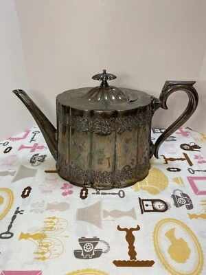 Antigua tetera victoriana Walker & Hall Sheffield Inglaterra 1383 placa de plata Foto 1 de 4