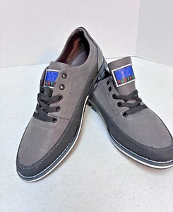 KLKYKO Men's Gray Oxford Business Casual Shoes Office Tie Size 9-EU 40 New - Picture 1 of 9