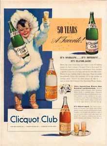 Print Ad Clicquot Club Ginger Ale 1940 Eskimo Full Page Magazine 10.5"x13.5" - Picture 1 of 1