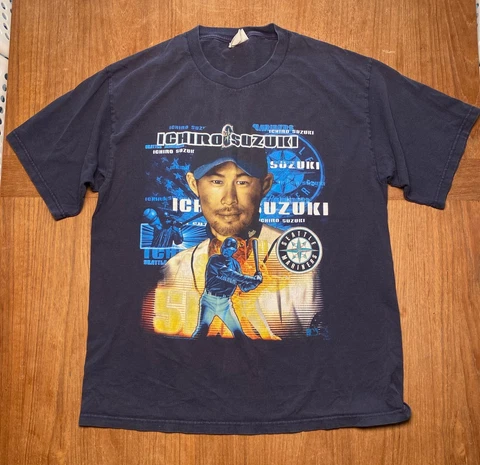 SEATTLE MARINERS Ichiro Suzuki Vintage 2001 Rookie Lee Sport Men's XL Shirt Lee Cover
