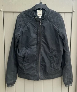 DIESEL Moto Jacket Mens 100% Cotton Gray Logo Full Double Zip Sz S - Picture 1 of 14