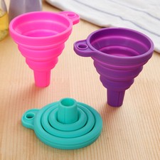 3X Silicone Foldable Funnel Water Bottle Hopper Kitchen Filter Liquid Transfer a