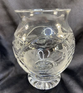 Rogaska Crystal Glass Vase Hand Etched 2 Sided Fish Design Artist Signed 5" - Picture 1 of 9