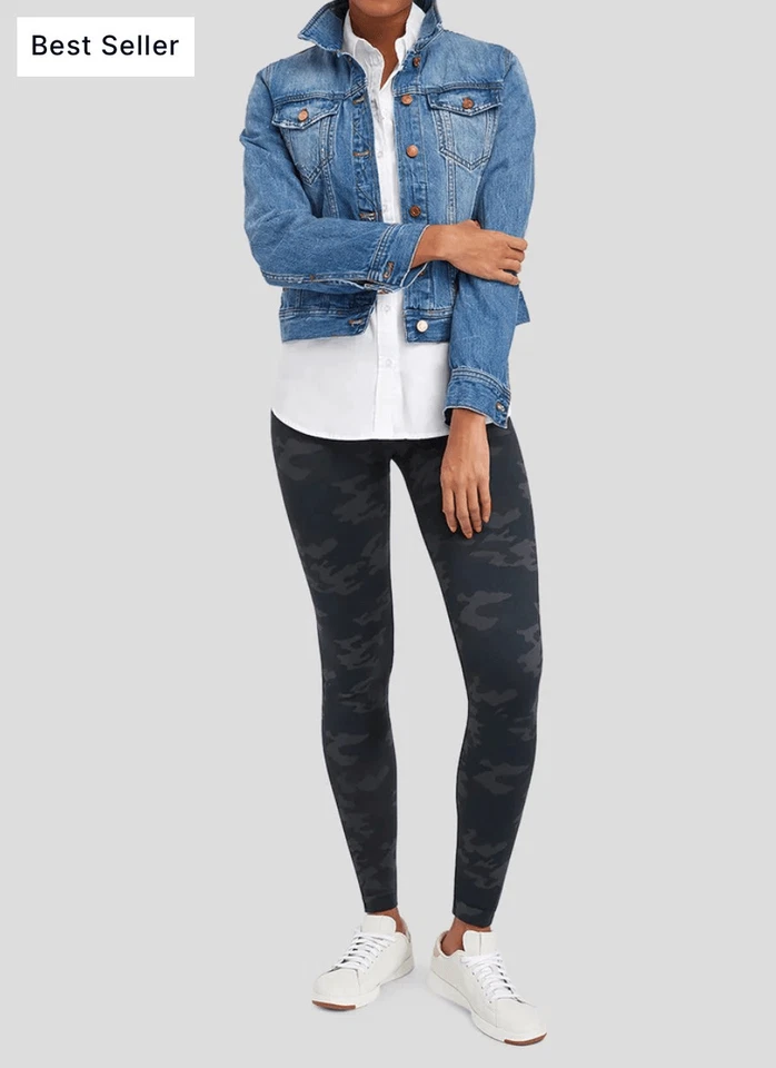 Spanx Look At Me Now Seamless Leggings Black Camo FL3515 - Size M - 24” ”