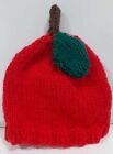 Baby Spring Hand knitted apple fruit hat with green leaf age 6 - 9 months