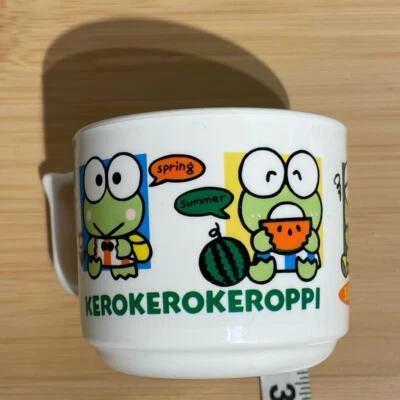 Taza de plástico vintage Sanrio Keroppi 3" - pequeña blanca primavera invierno otoño verano Foto 1 de 4