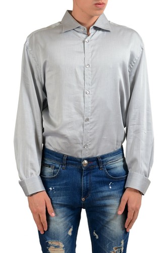 VERSACE Camicia abito da uomo grigio manica lunga US 17 5 IT 44