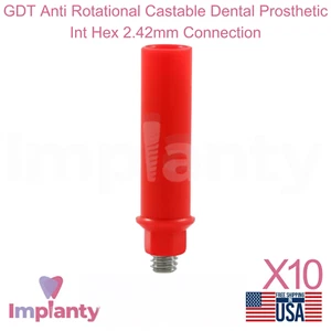 10x GDT Anti Rotational Castable Dental Prothese Int Hex 2,42mm Anschluss - Bild 1 von 5