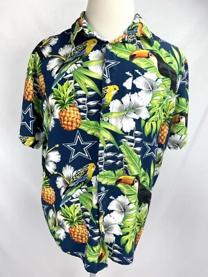 Dallas Cowboys NFL Team Apparel Men XL Button Up Hawaiian Shirt Bird Pineapple - Image 1 of 4