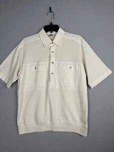 Vintage Norm Thompson Men’s Polo Shirt M Cream 80s 90s 1/2 Button Henley 4002 - Picture 1 of 12
