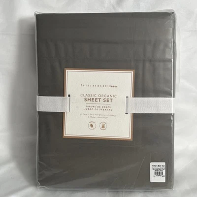 Pottery Barn Teen JUEGO DE SÁBANAS CLÁSICAS ORGÁNICAS XL Twin Gris Nuevo con Etiquetas Foto 1 de 3