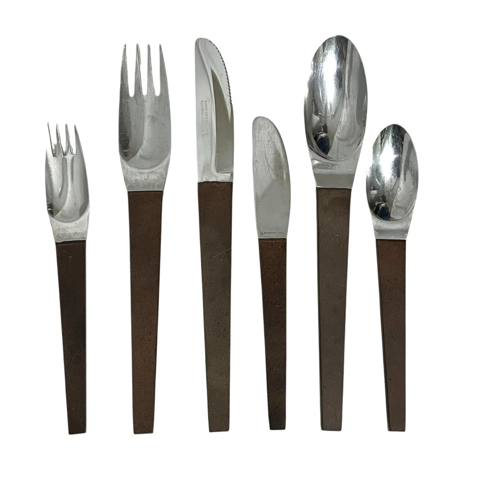 Stanley Roberts SRB Modernist SS Flatware Japan MCM Brown Composite Handle - Image 1 of 1