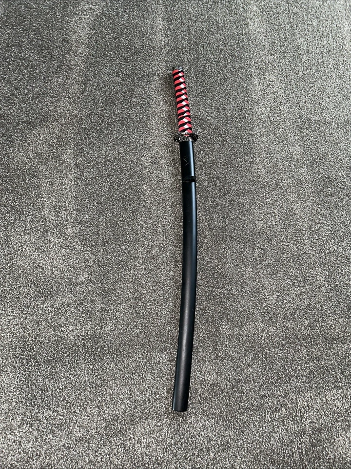 Steel Bladed Katana With Red And Black Handle And Wooden Sheath - Image 1 of 4