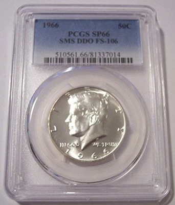 Kennedy 1966 medio dólar SMS DDO variedad FS-106 SP66 PCGS Foto 1 de 2
