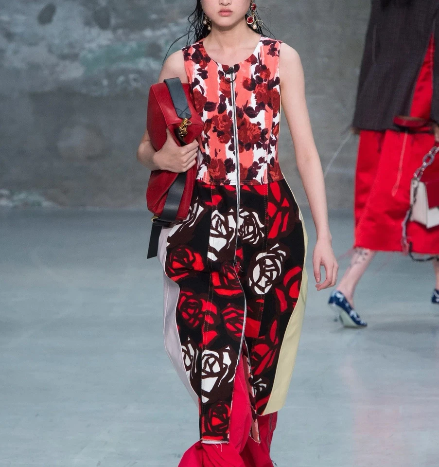 Marni Floral & Abstract Rose Print Dress Contrast Panels Size 40 US 4 Artistic - Image 1 of 4