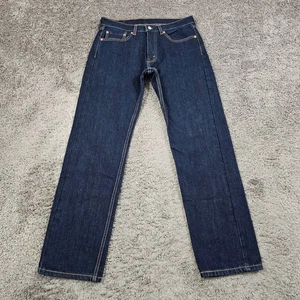 Levis 505 Jeans Mens 32 Regular Fit Dark Wash Denim Comfort Casual 100% Cotton - Picture 1 of 13