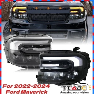 Full LED Headlight For 2022-2024 Ford Maverick White DRL Sequential Turn Signal - Picture 1 of 22